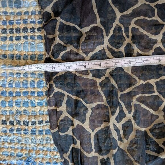 100% Silk Scarf Animal Print 60x12 Brown Black Tan Chiffon Y2K Baddie Mobwife - Picture 6 of 7